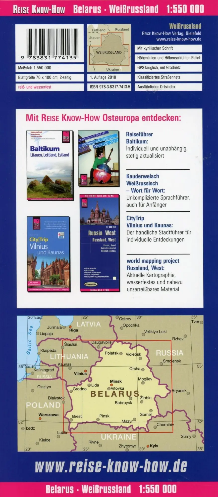 Bild: 9783831774135 | Reise Know-How Landkarte Weißrussland / Belarus (1:550.000) | Verlag