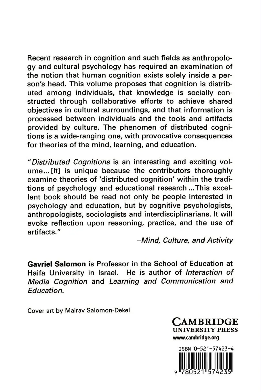 Rückseite: 9780521574235 | Distributed Cognitions | Psychological and Educational Considerations