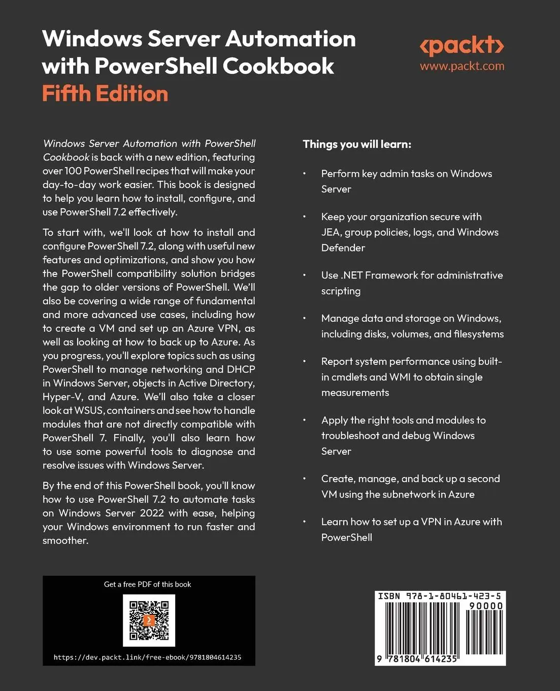 Rückseite: 9781804614235 | Windows Server Automation with PowerShell Cookbook - Fifth Edition