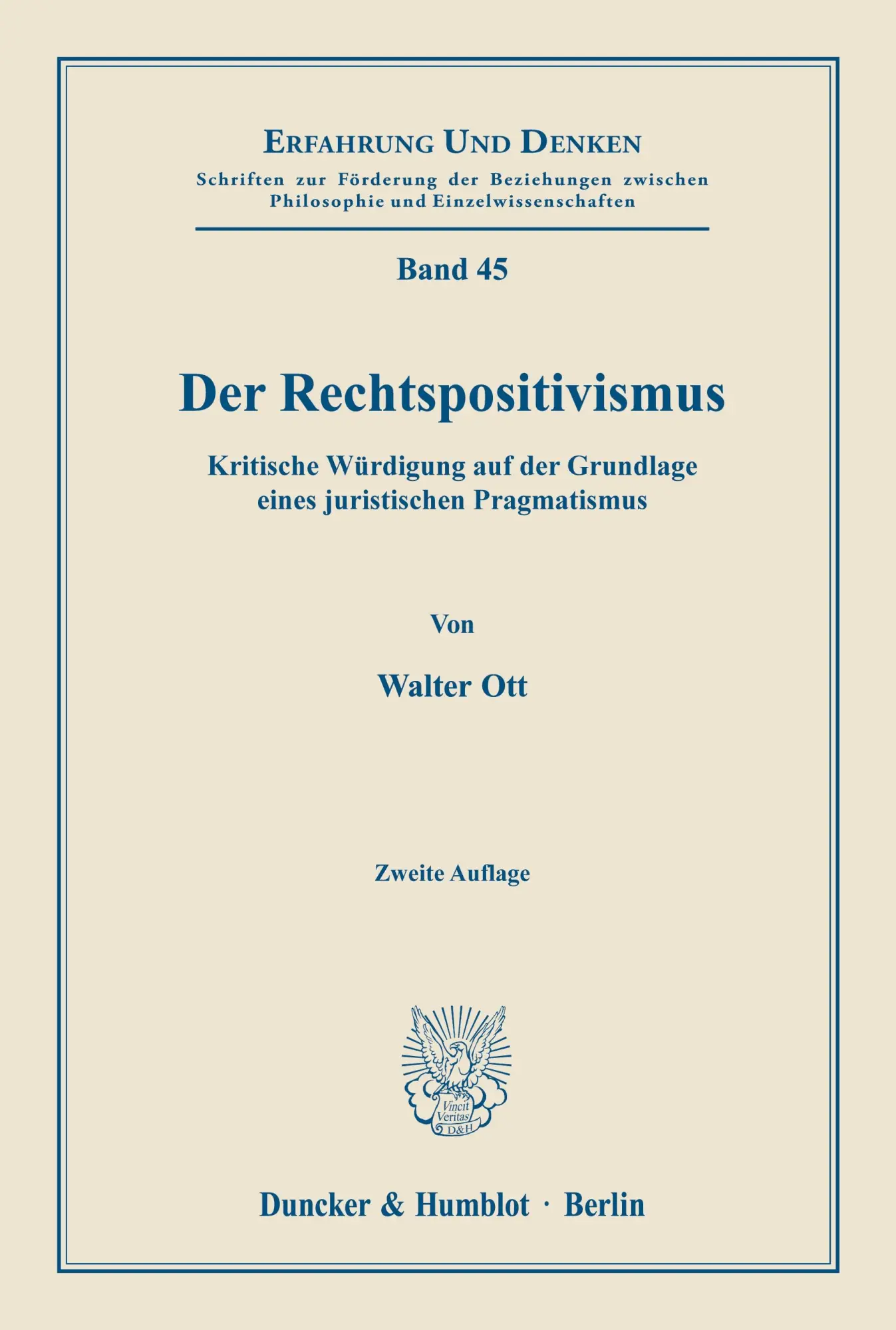 Cover: 9783428074235 | Der Rechtspositivismus. | Walter Ott | Taschenbuch | Paperback | 1992