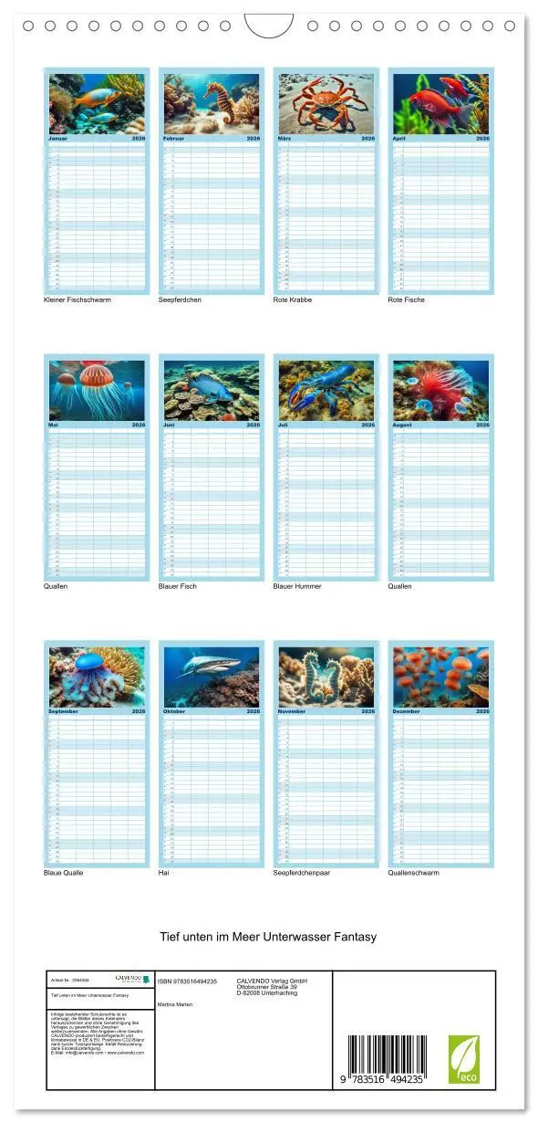 Bild: 9783516494235 | Familienplaner 2026 - Tief unten im Meer Unterwasser Fantasy mit 5...