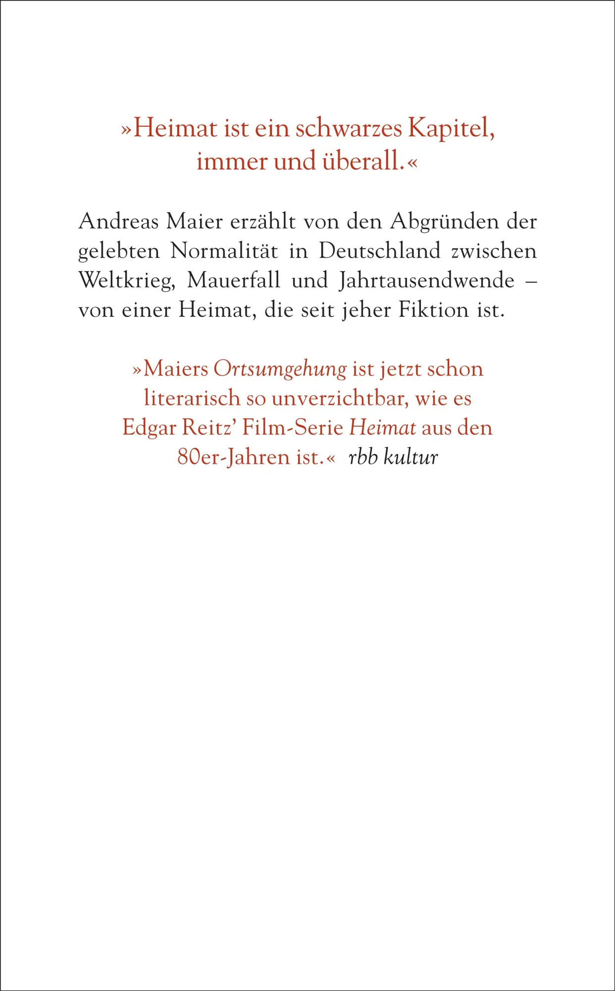 Rückseite: 9783518474235 | Die Heimat | Roman | Andreas Maier | Taschenbuch | Ortsumgehung | 2024