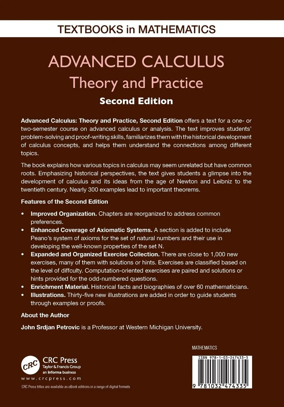 Rückseite: 9781032474335 | Advanced Calculus | Theory and Practice | John Petrovic | Taschenbuch