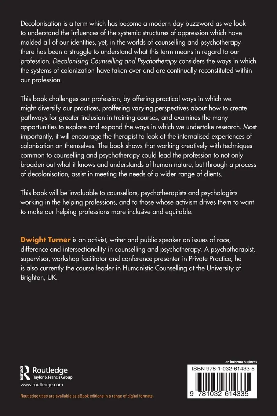 Rückseite: 9781032614335 | Decolonising Counselling and Psychotherapy | Dwight Turner | Buch