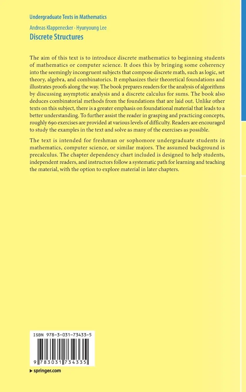 Rückseite: 9783031734335 | Discrete Structures | Andreas Klappenecker (u. a.) | Buch | xv | 2025