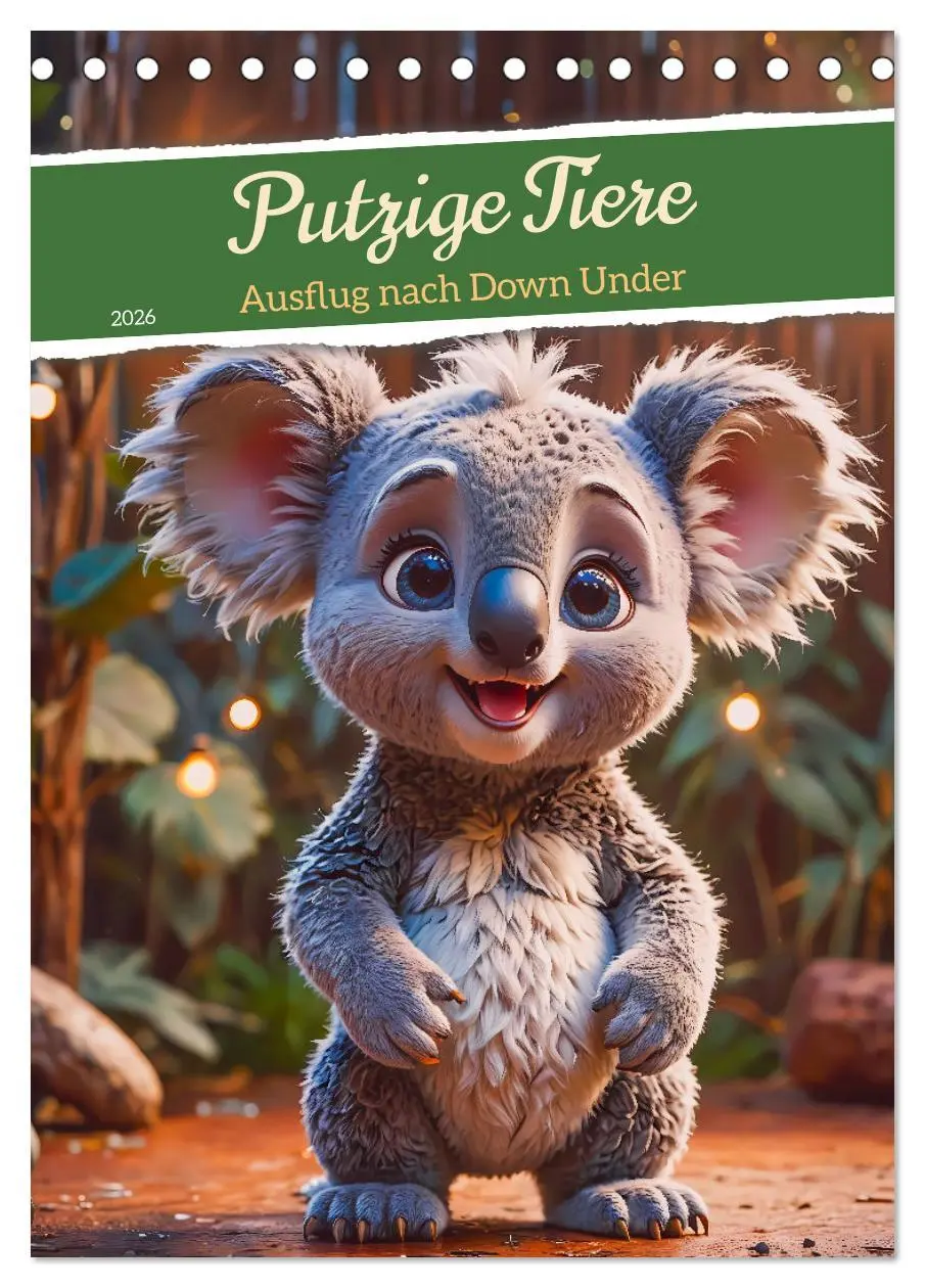 Cover: 9783516244335 | Putzige Tiere - Ausflug nach Down Under (Tischkalender 2026 DIN A5...
