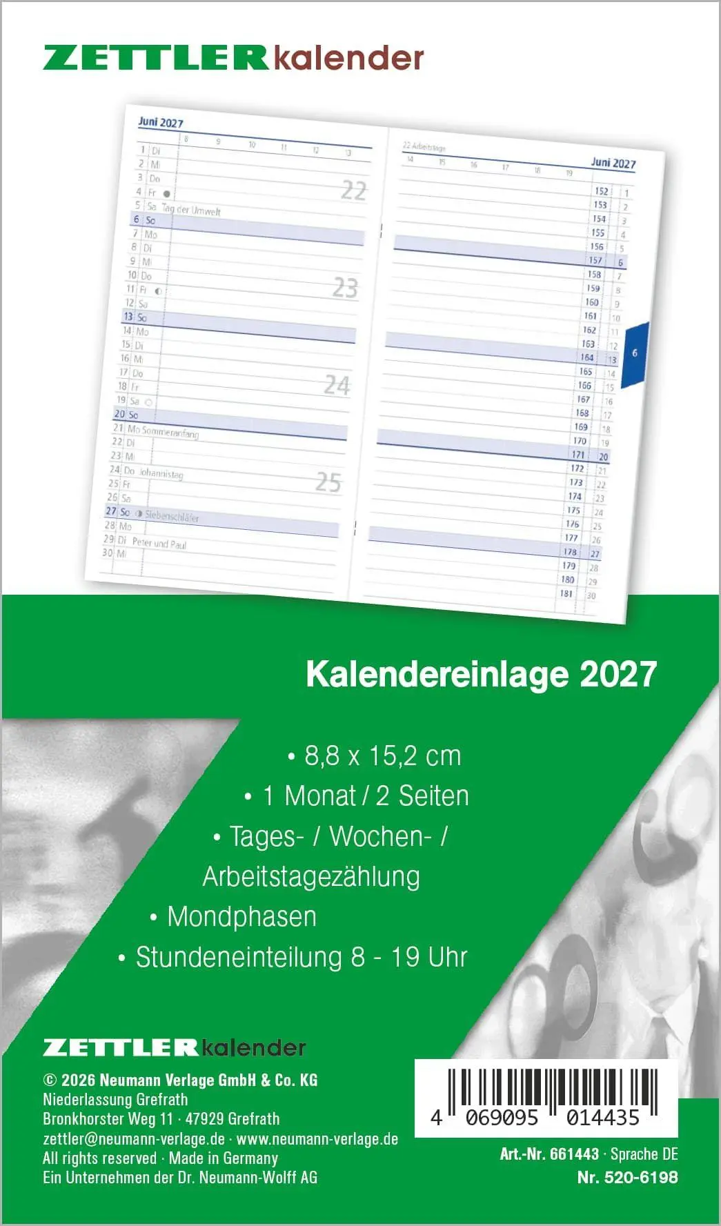 Cover: 4069095014435 | Kalenderersatzeinlage TP 1M/2S 2027 | Neumann Verlage GmbH &amp; Co KG