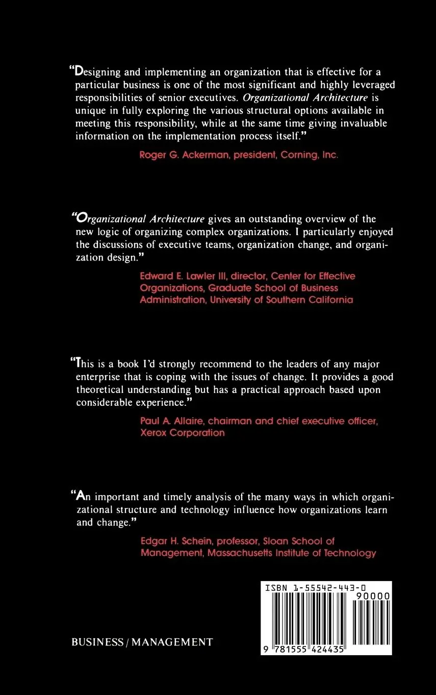 Rückseite: 9781555424435 | Organizational Architecture | Designs for Changing Organizations