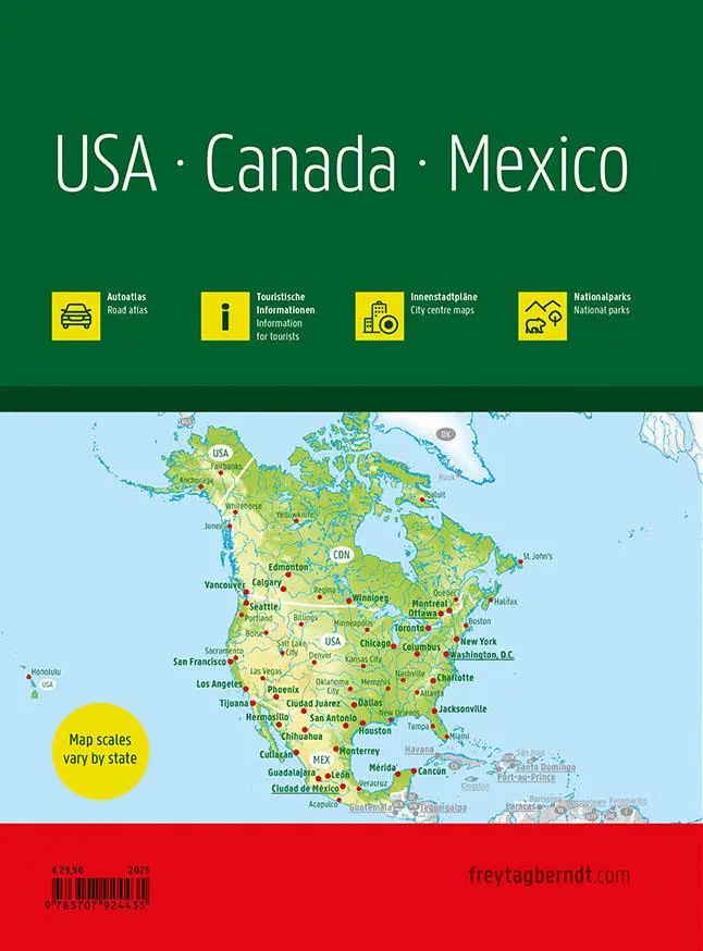 Rückseite: 9783707924435 | USA - Canada - Mexico, Autoatlas 1:400.000 - 1:16.000.000,...