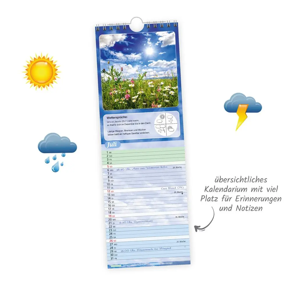 Bild: 9783988024435 | Trötsch Streifenkalender Wetterkalender 2026 Notizkalender | KG | XXIV