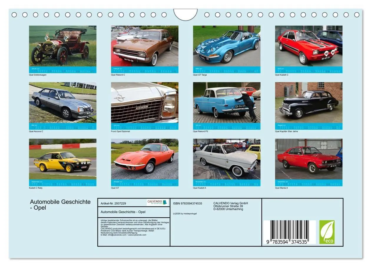 Bild: 9783594374535 | Automobile Geschichte - Opel (Wandkalender 2027 DIN A4 quer),...