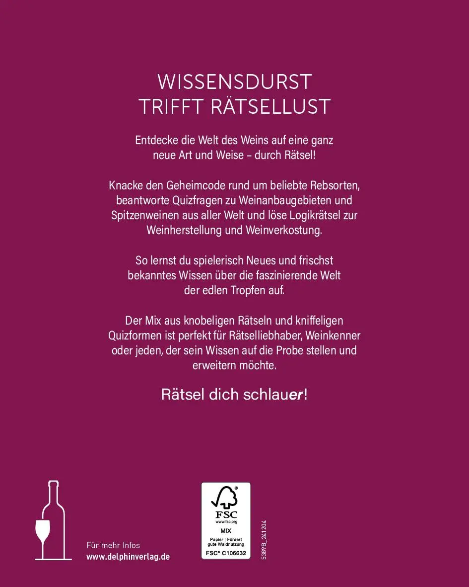 Rückseite: 9783961284535 | Wein I Wissen in Rätseln | Christina Seibold | Taschenbuch | Deutsch