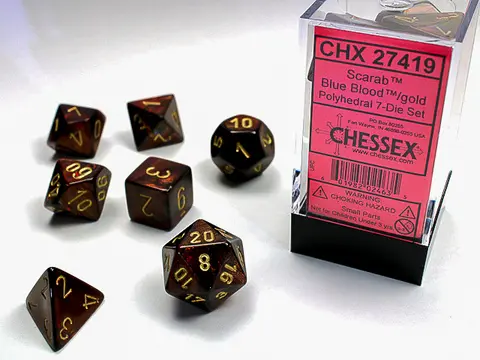 Cover: 601982024635 | Scarab® Polyhedral Blue Blood™/gold 7-Die Set | deutsch | Chessex