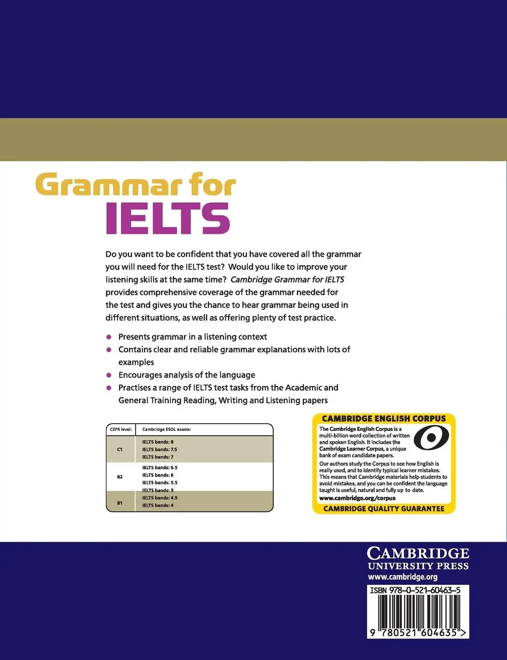 Rückseite: 9780521604635 | Cambridge Grammar for IELTS without Answers | Diana Hopkins | Buch