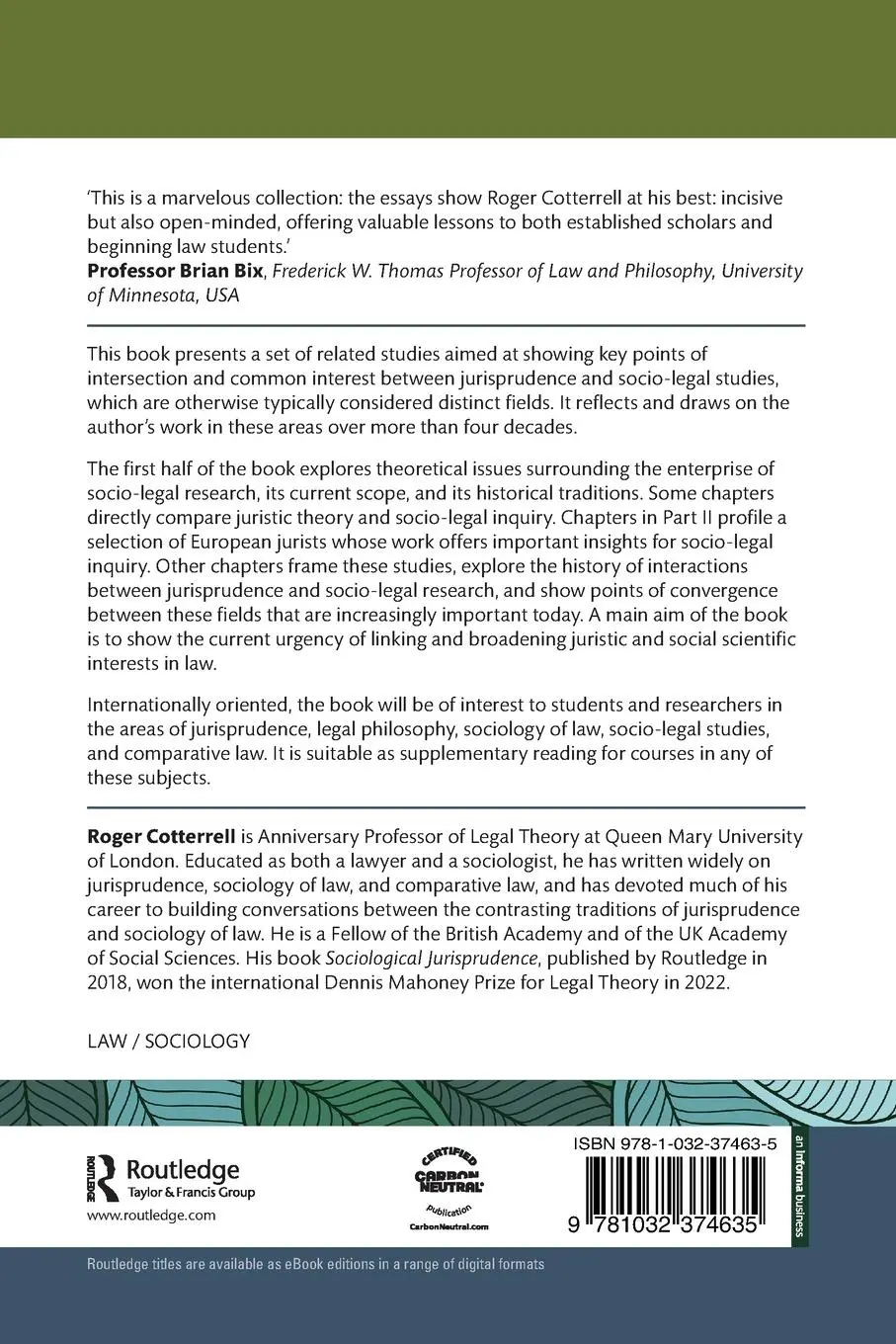 Rückseite: 9781032374635 | Jurisprudence and Socio-Legal Studies | Intersecting Fields | Buch
