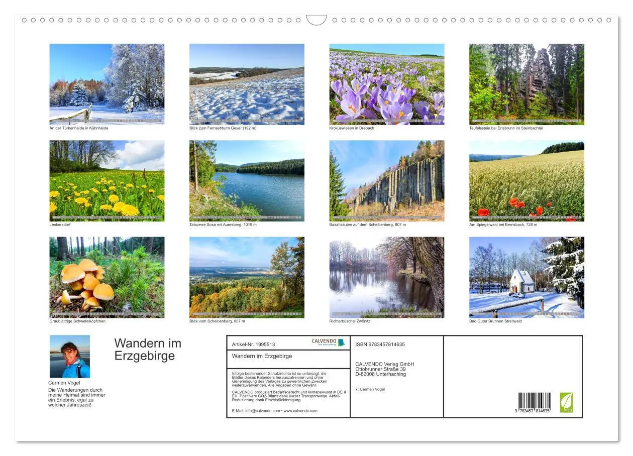 Bild: 9783457814635 | Wandern im Erzgebirge (Wandkalender 2026 DIN A2 quer), CALVENDO...