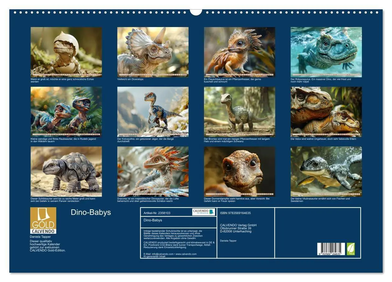 Bild: 9783569164635 | Dino-Babys (Wandkalender 2027 DIN A2 quer), CALVENDO Monatskalender
