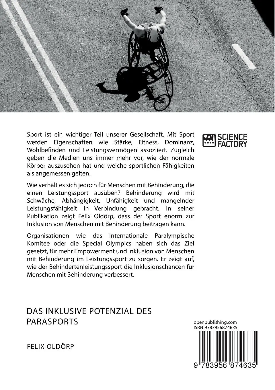 Rückseite: 9783956874635 | Das inklusive Potenzial des Parasports. Empowerment von Menschen...