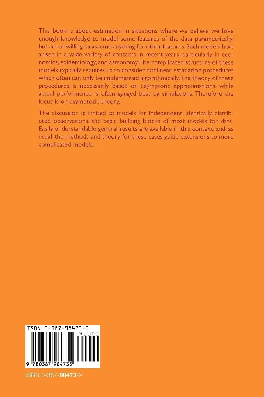 Rückseite: 9780387984735 | Efficient and Adaptive Estimation for Semiparametric Models | Buch