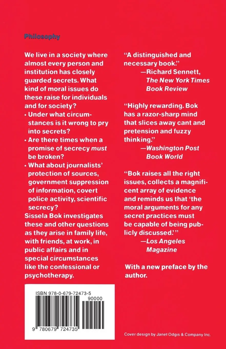 Rückseite: 9780679724735 | Secrets | On the Ethics of Concealment and Revelation | Sissela Bok