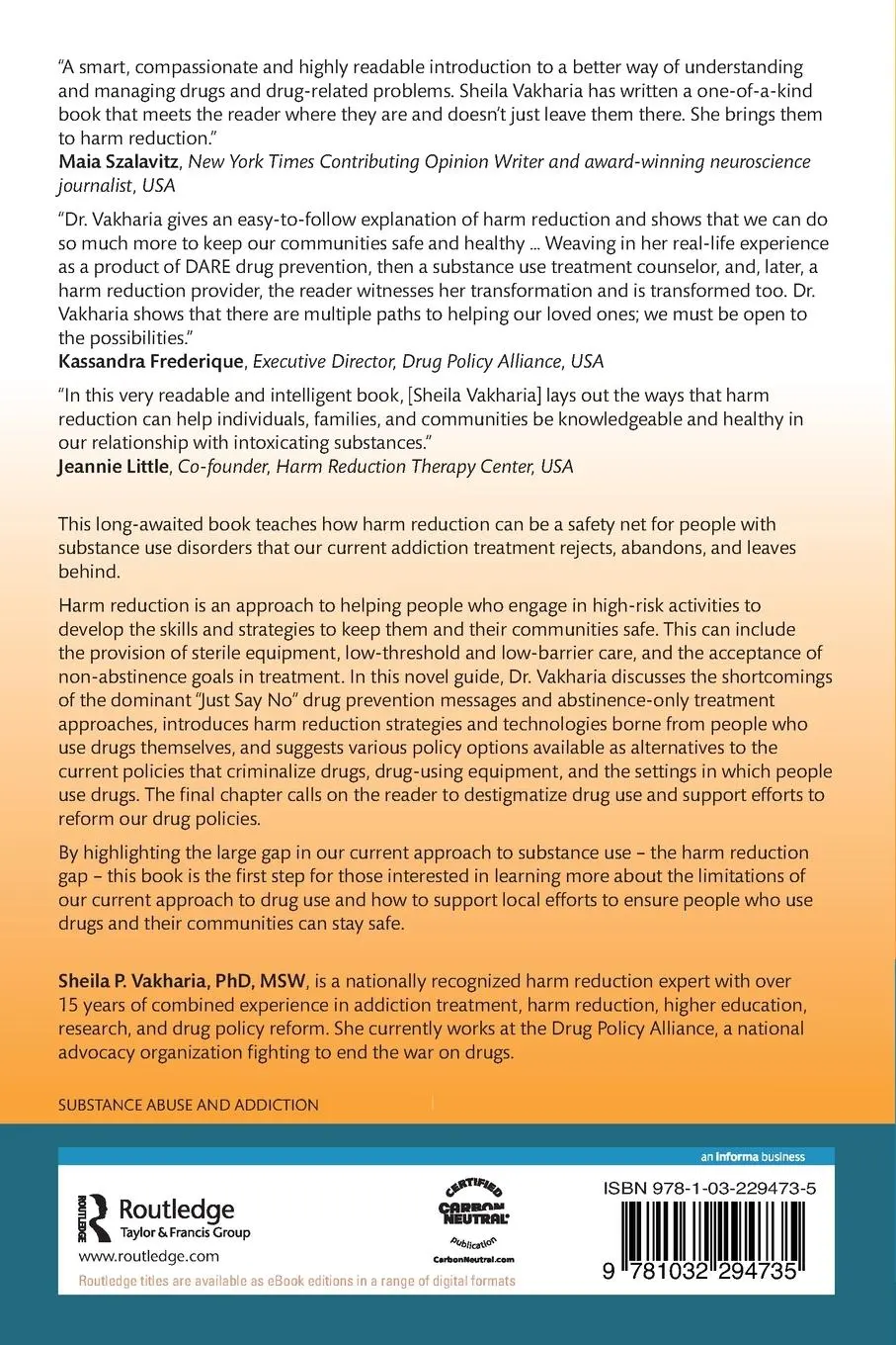 Rückseite: 9781032294735 | The Harm Reduction Gap | Sheila P. Vakharia | Taschenbuch | Englisch