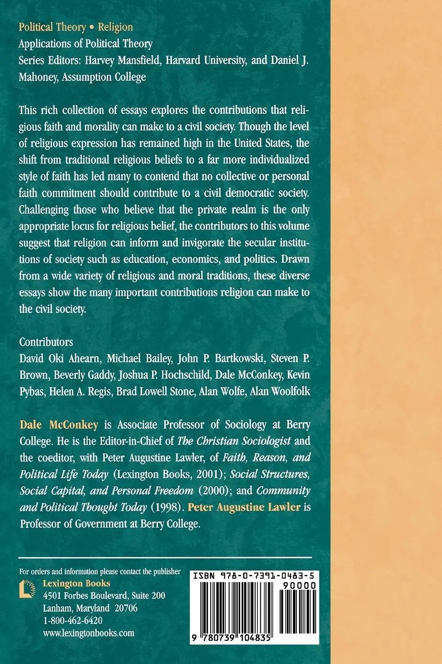 Rückseite: 9780739104835 | Faith, Morality, and Civil Society | Dale Mcconkey (u. a.) | Buch