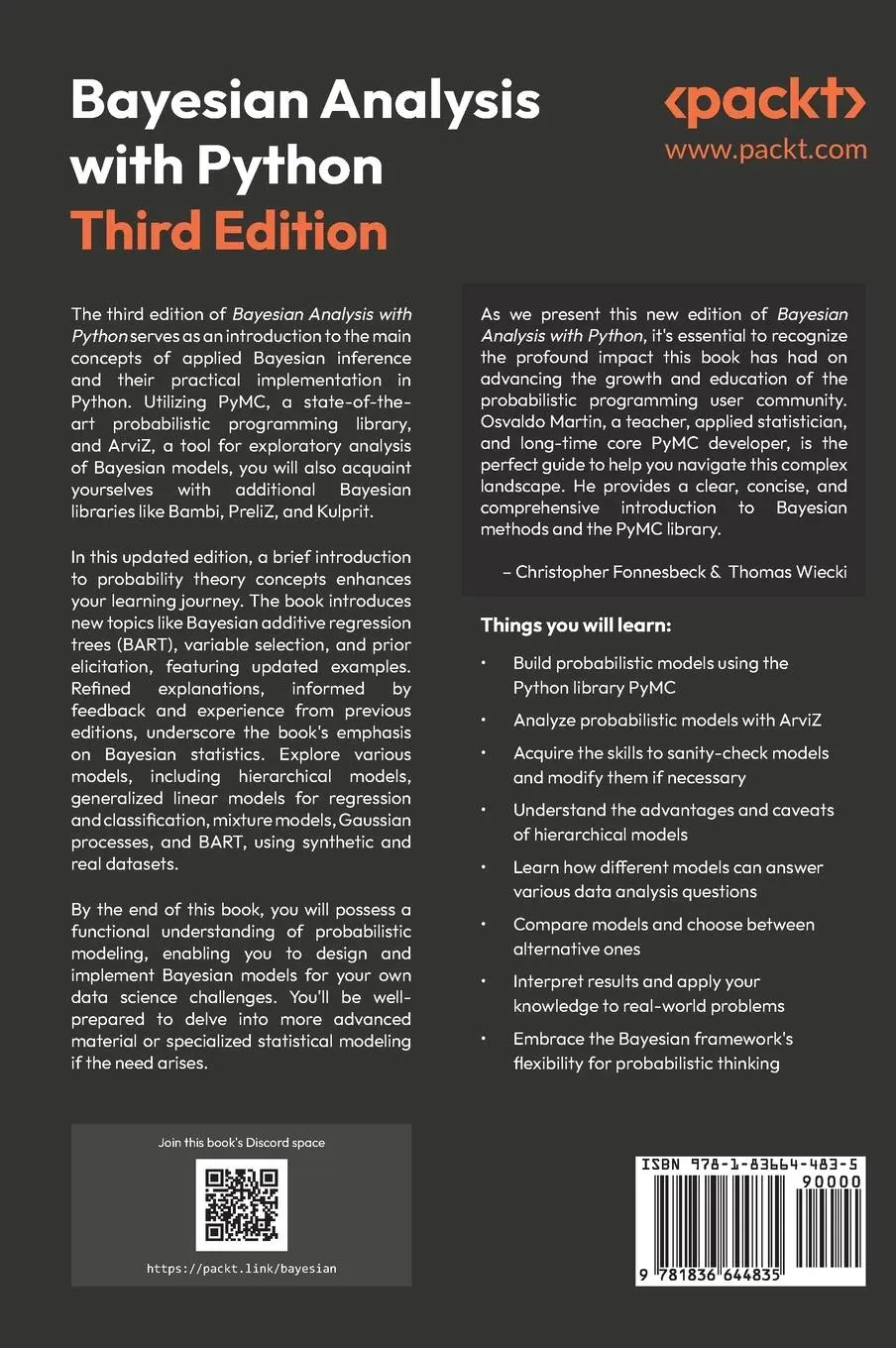 Rückseite: 9781836644835 | Bayesian Analysis with Python - Third Edition | Osvaldo Martin | Buch
