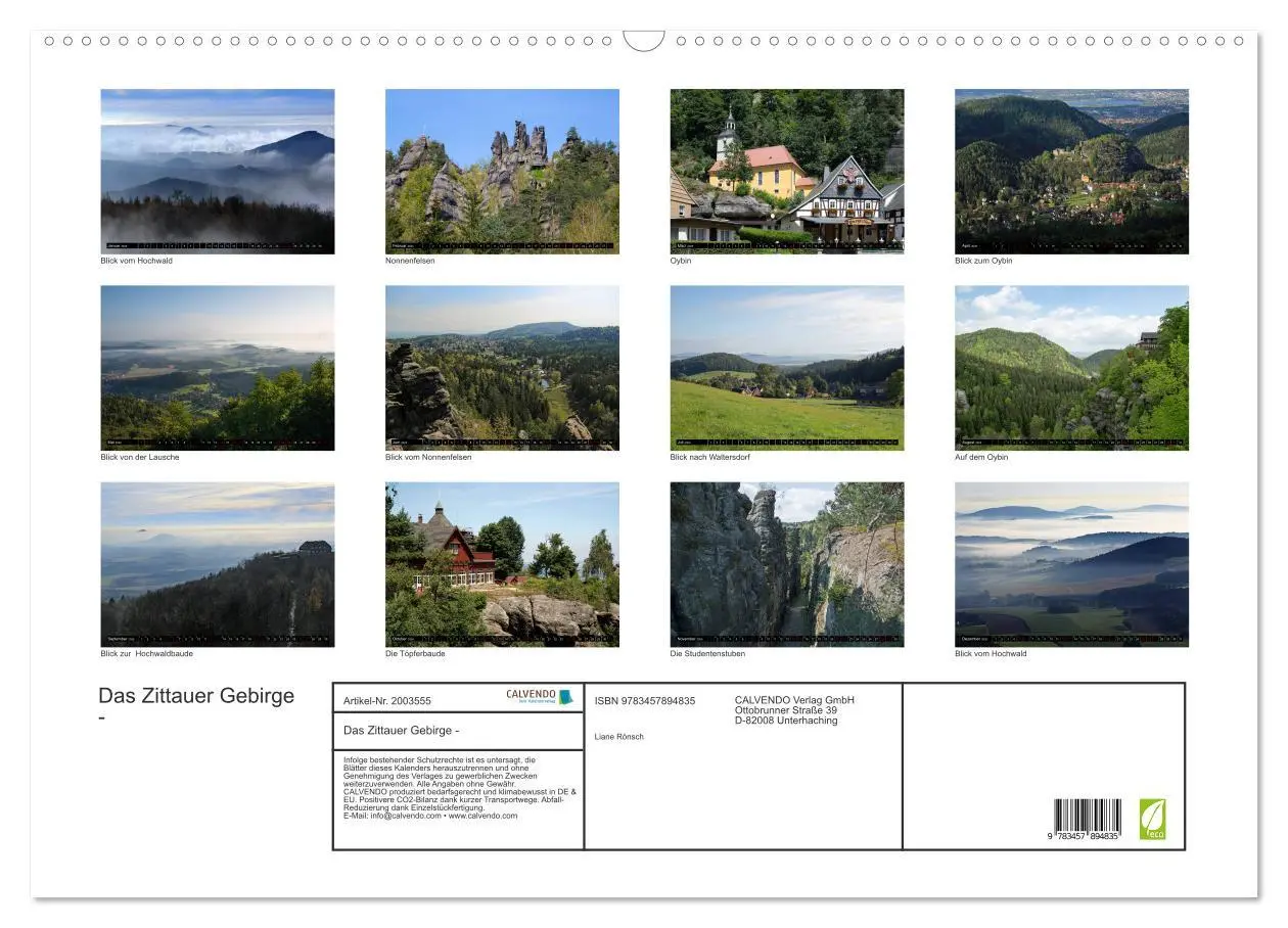 Bild: 9783457894835 | Das Zittauer Gebirge - (Wandkalender 2026 DIN A2 quer), CALVENDO...