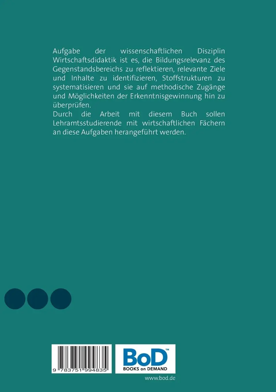 Rückseite: 9783751994835 | Didaktische Grundlagen ökonomischer Bildung | Michael Köck | Buch