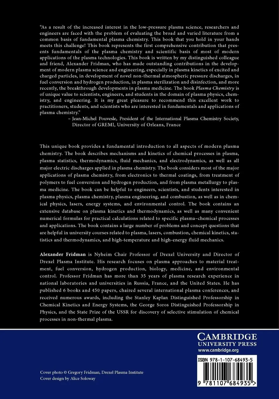 Rückseite: 9781107684935 | Plasma Chemistry | Alexander Fridman | Taschenbuch | Englisch | 2012