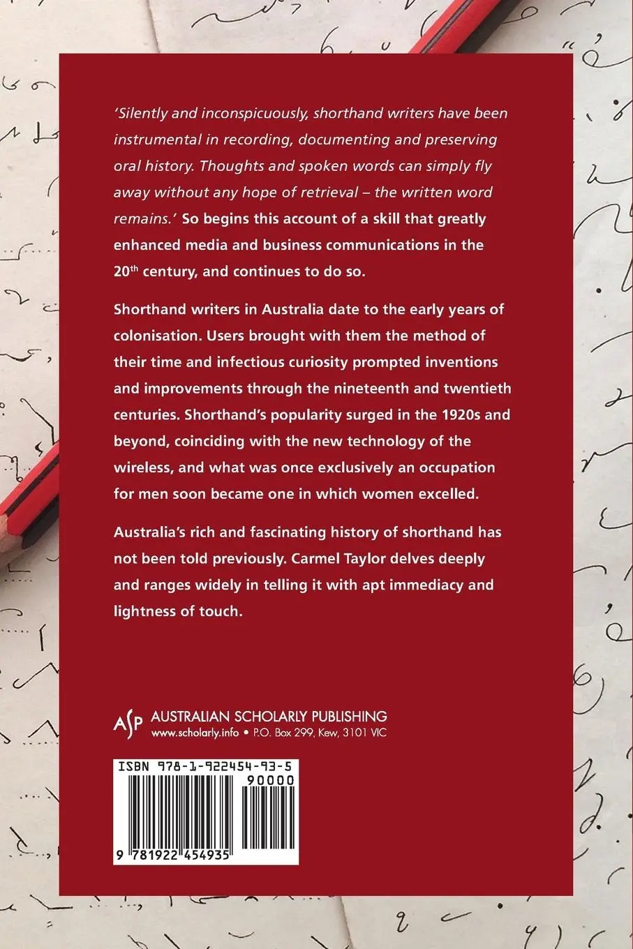 Rückseite: 9781922454935 | With Pencils Poised...: A History of Shorthand in Australia | Taylor