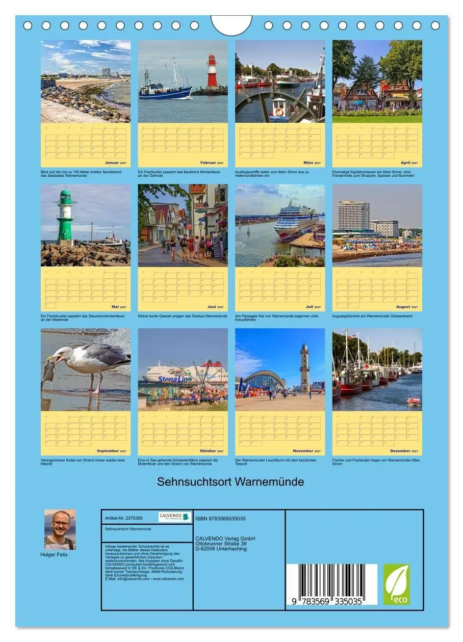Bild: 9783569335035 | Sehnsuchtsort Warnemünde (Wandkalender 2027 DIN A4 hoch), CALVENDO...