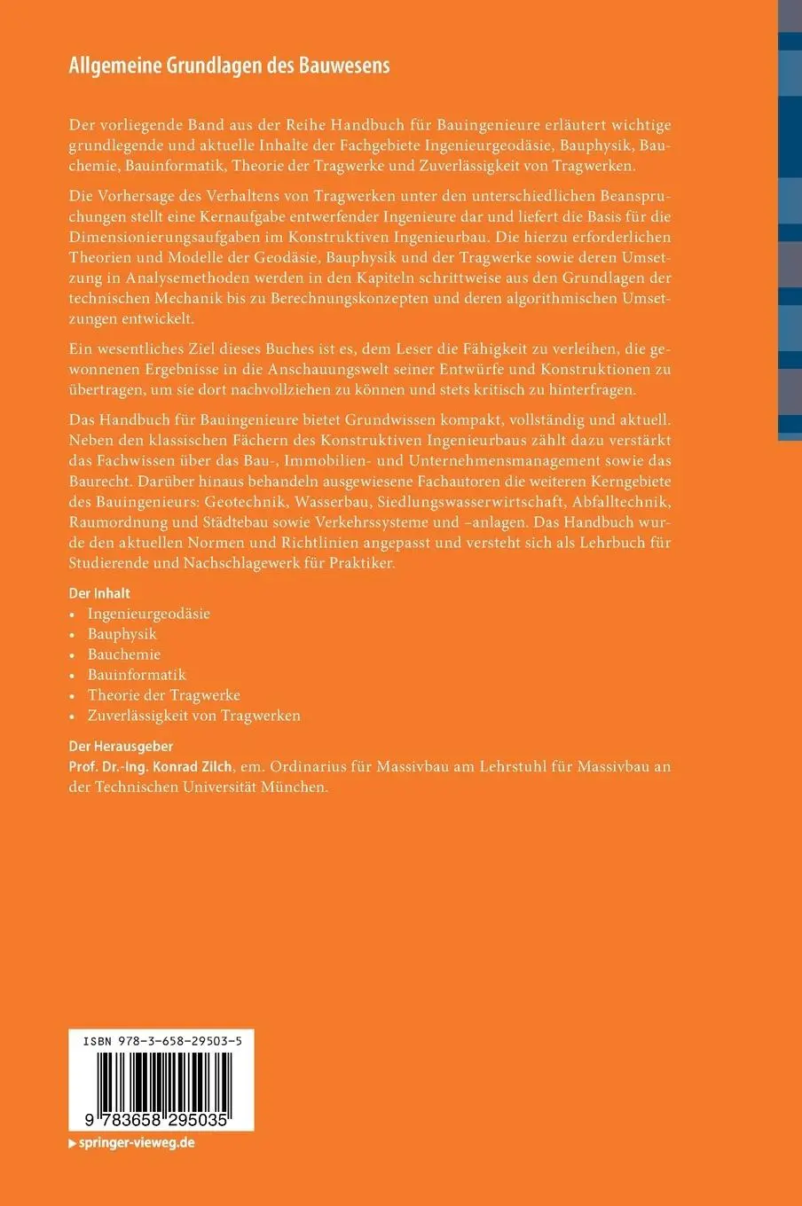 Rückseite: 9783658295035 | Allgemeine Grundlagen des Bauwesens | Konrad Zilch | Buch | X | 2023