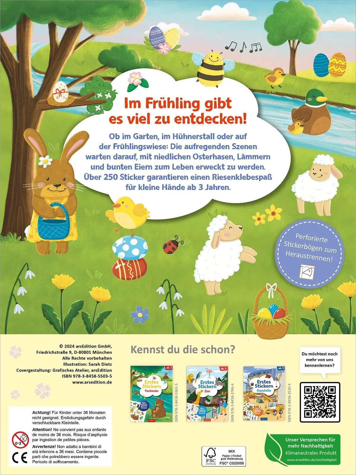 Rückseite: 9783845855035 | Erstes Stickern - Ostern | Sarah Dietz | Broschüre | 40 S. | Deutsch