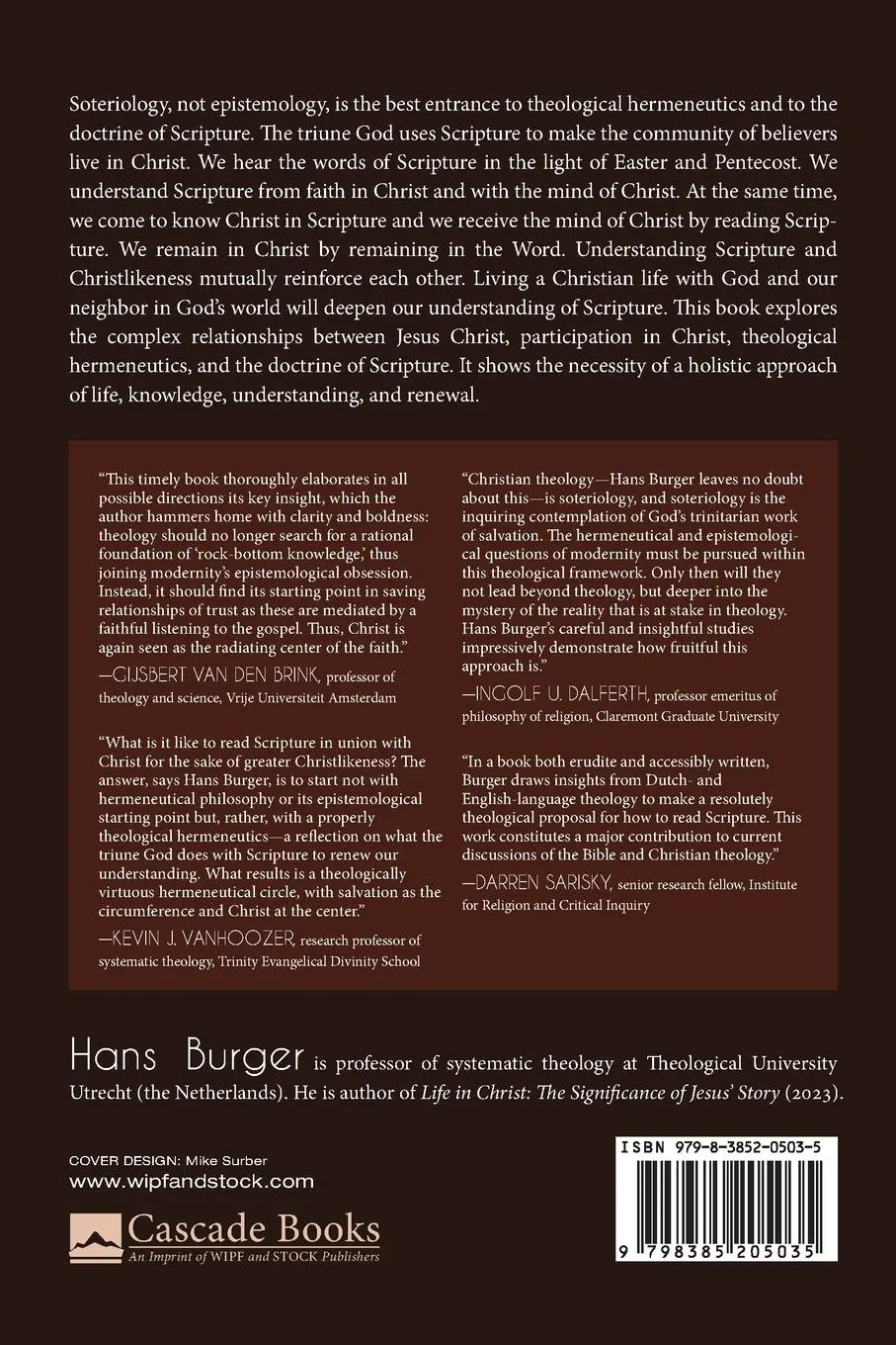 Rückseite: 9798385205035 | Jesus Christ, Hermeneutics, and Scripture | Hans Burger | Taschenbuch