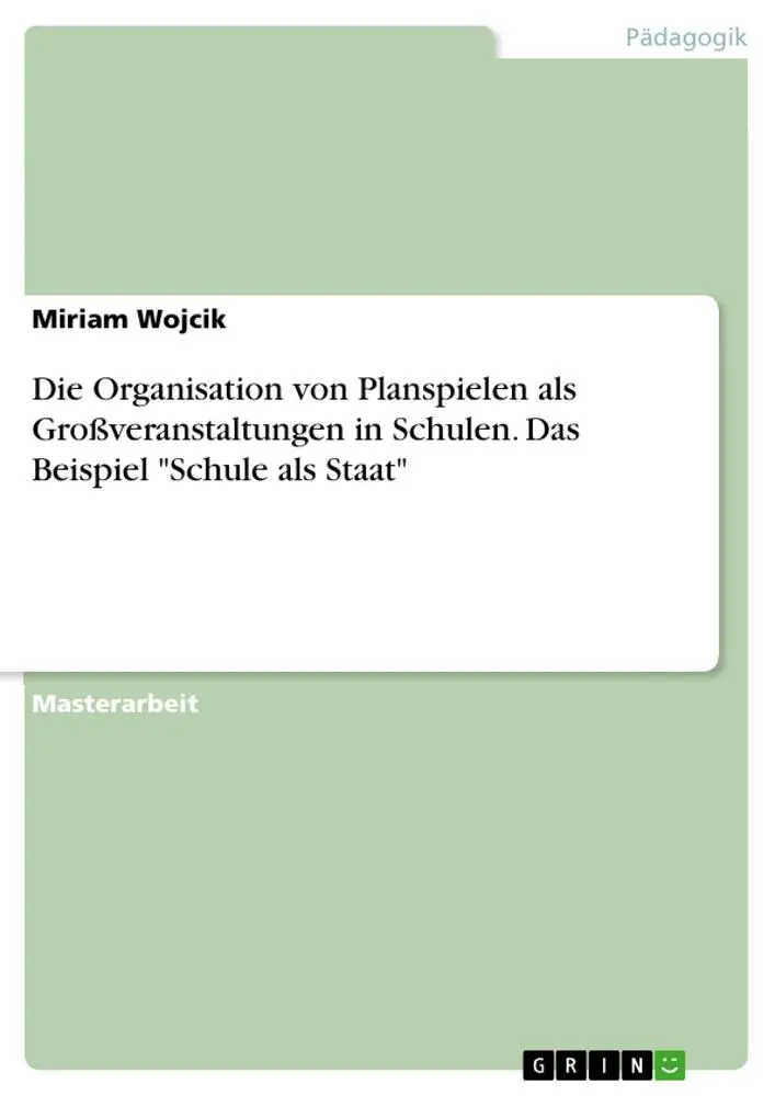 Cover: 9783668635135 | Die Organisation von Planspielen als Großveranstaltungen in...