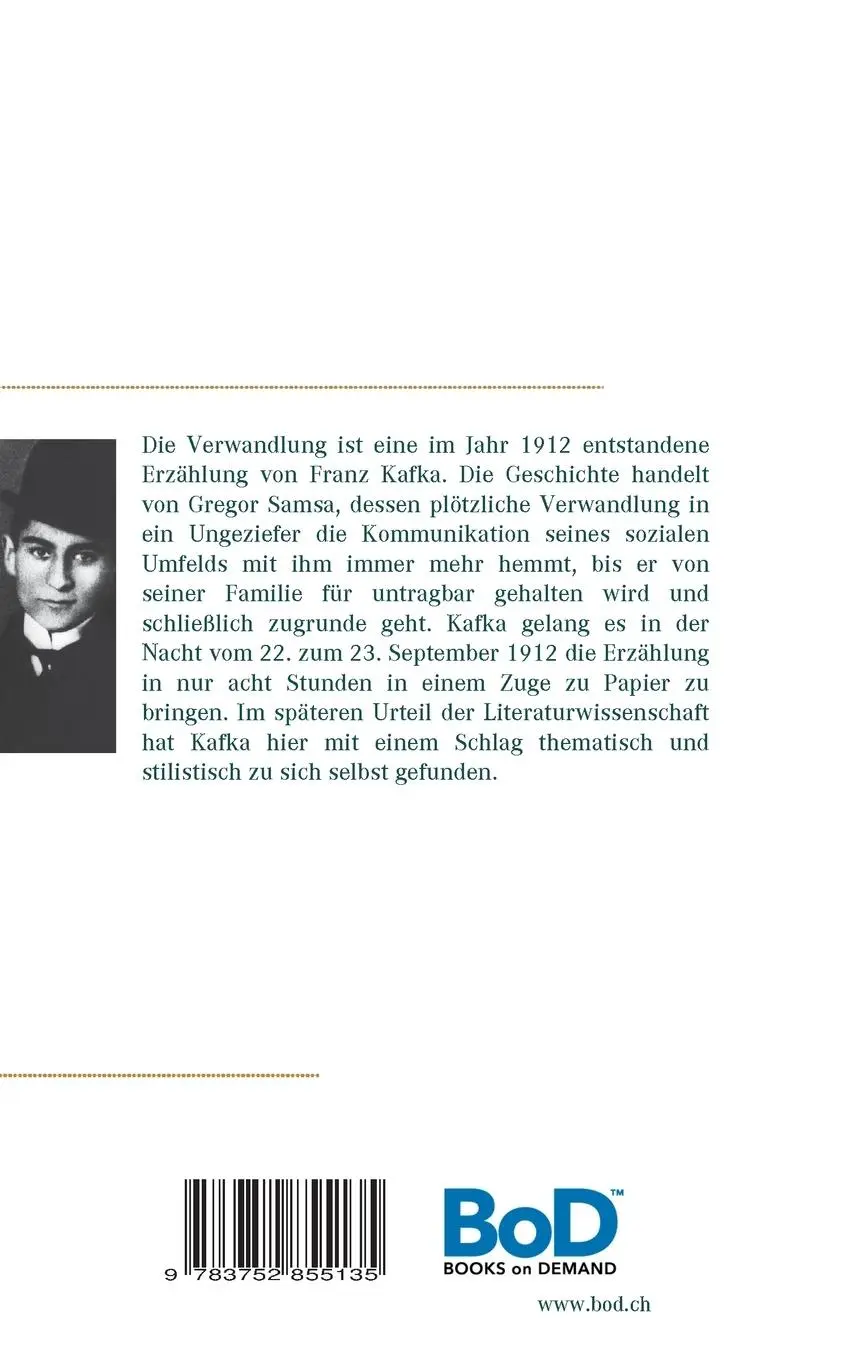 Rückseite: 9783752855135 | Die Verwandlung | Franz Kafka | Taschenbuch | 48 S. | Deutsch | 2018