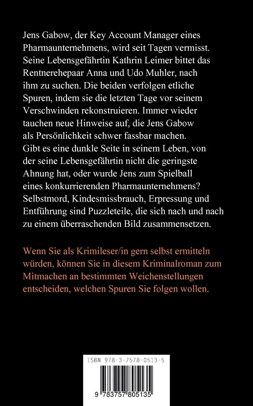 Rückseite: 9783757805135 | Das Chamäleon-Syndrom | Ein Kriminalroman zum Mitmachen | Elke Stoll