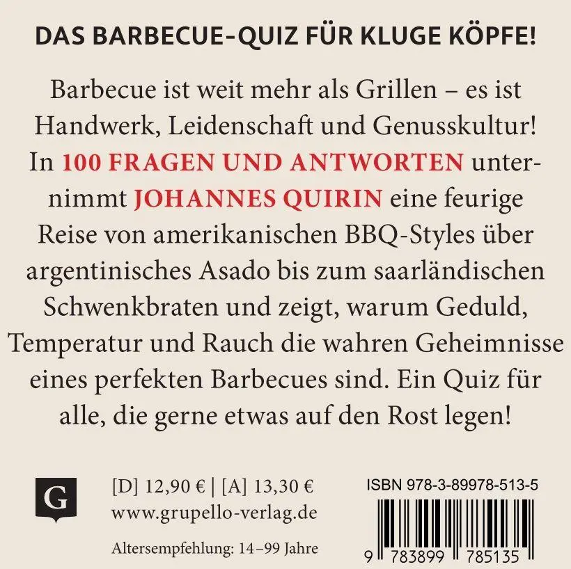 Bild: 9783899785135 | Barbecue-Quiz | Johannes Quirin | Taschenbuch | Quiz im Quadrat | 2026