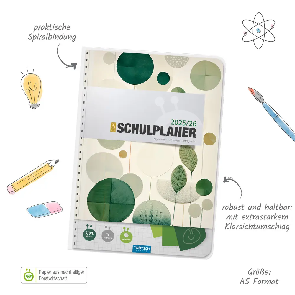 Bild: 9783988025135 | Trötsch Schulplaner Grün 25/26 | Trötsch Verlag | Kalender | 128 S.