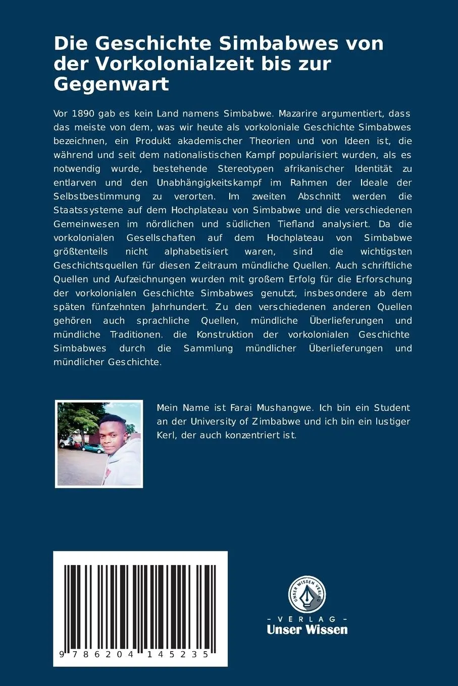 Rückseite: 9786204145235 | Die Geschichte Simbabwes von der Vorkolonialzeit bis zur Gegenwart