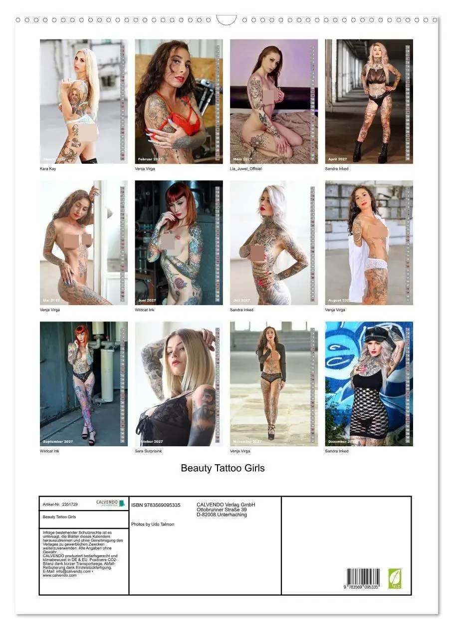 Bild: 9783569095335 | Beauty Tattoo Girls (Wandkalender 2027 DIN A2 hoch), CALVENDO...