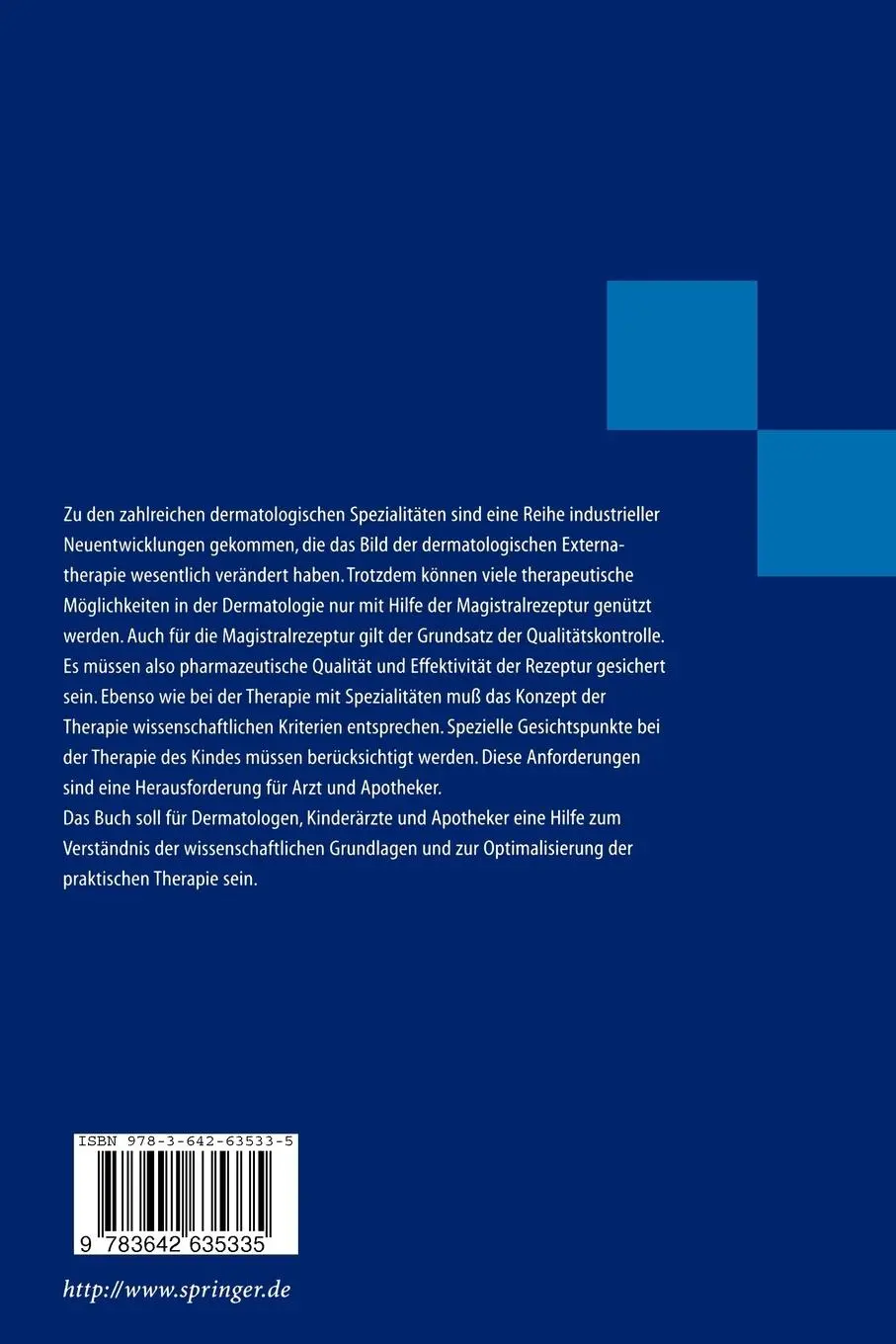 Rückseite: 9783642635335 | Dermatologische Externatherapie | M. Gloor (u. a.) | Taschenbuch | xix