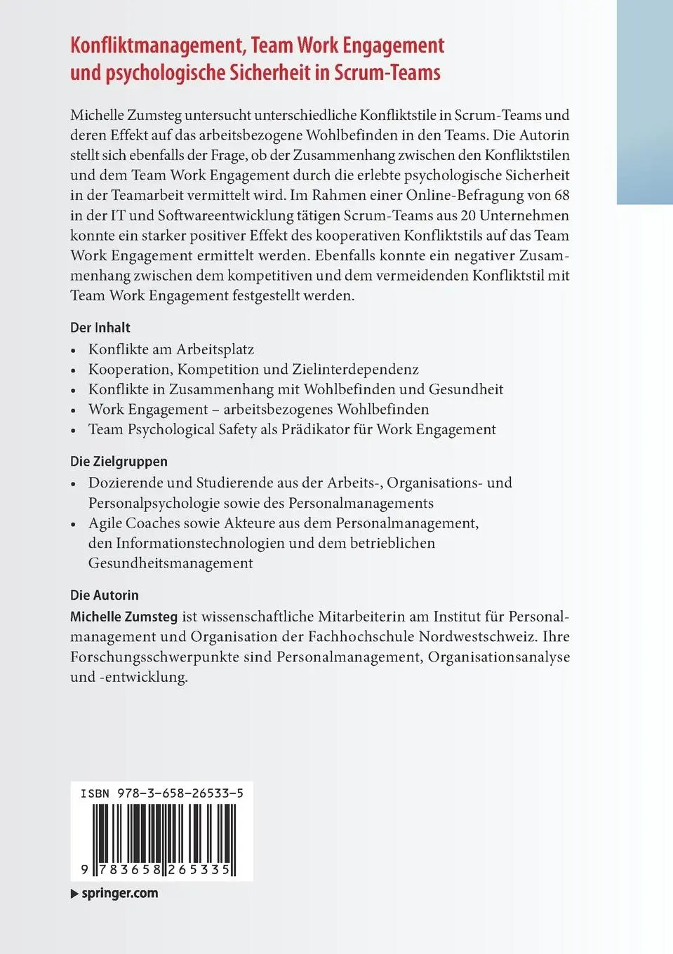 Rückseite: 9783658265335 | Konfliktmanagement, Team Work Engagement und psychologische...