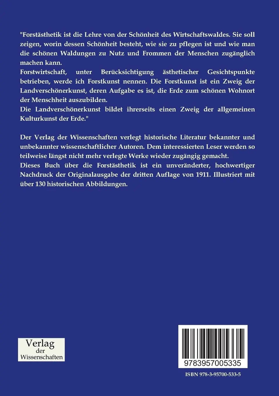 Rückseite: 9783957005335 | Forstästhetik | Heinrich Von Salisch | Taschenbuch | 452 S. | Deutsch