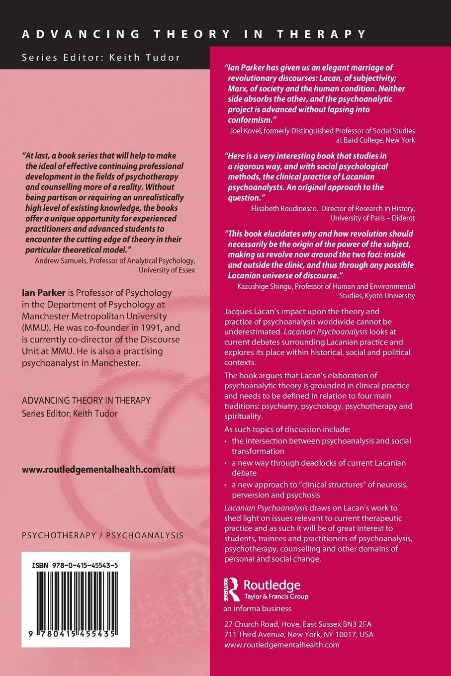 Rückseite: 9780415455435 | Lacanian Psychoanalysis | Revolutions in Subjectivity | Ian Parker