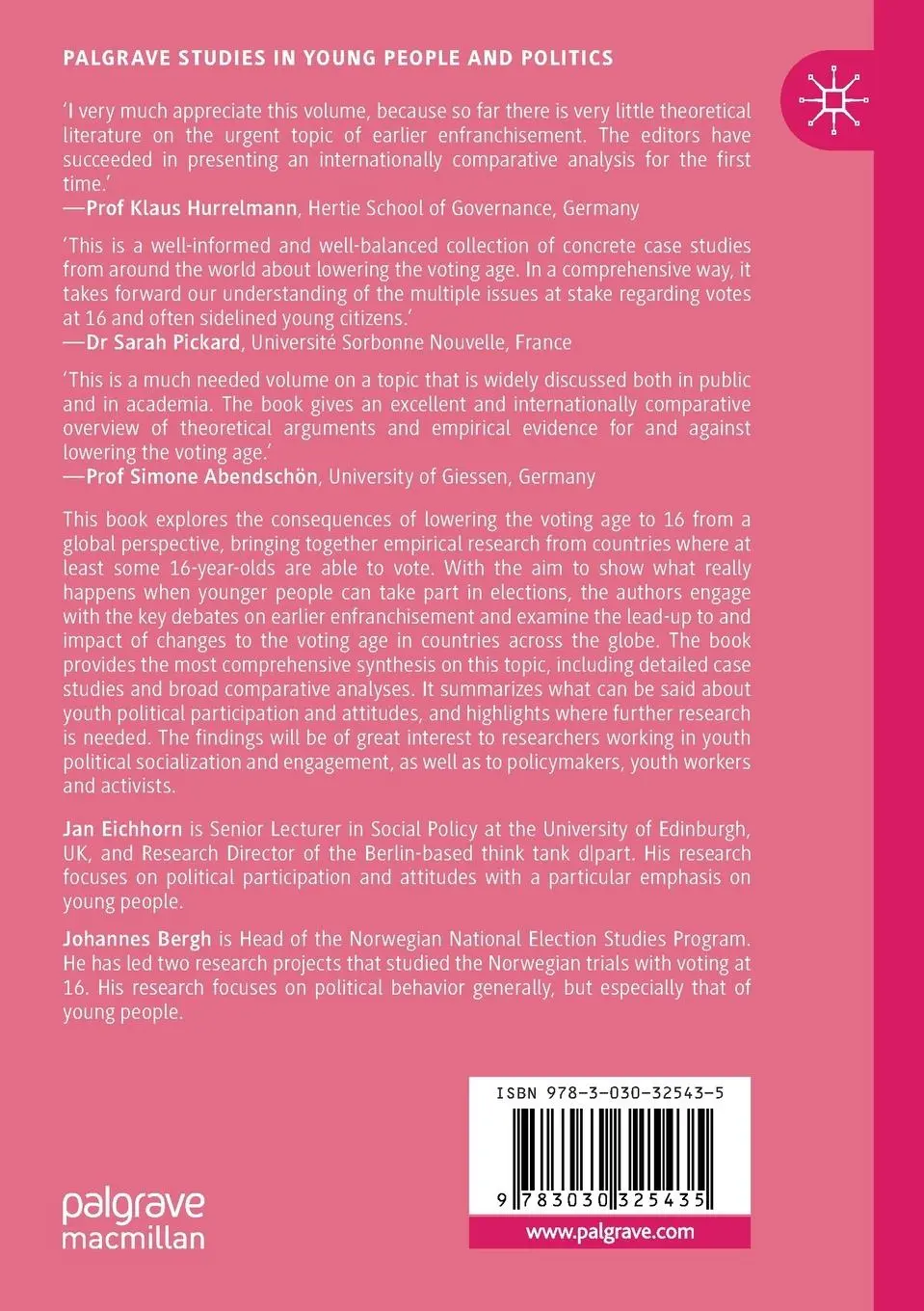 Rückseite: 9783030325435 | Lowering the Voting Age to 16 | Johannes Bergh (u. a.) | Taschenbuch