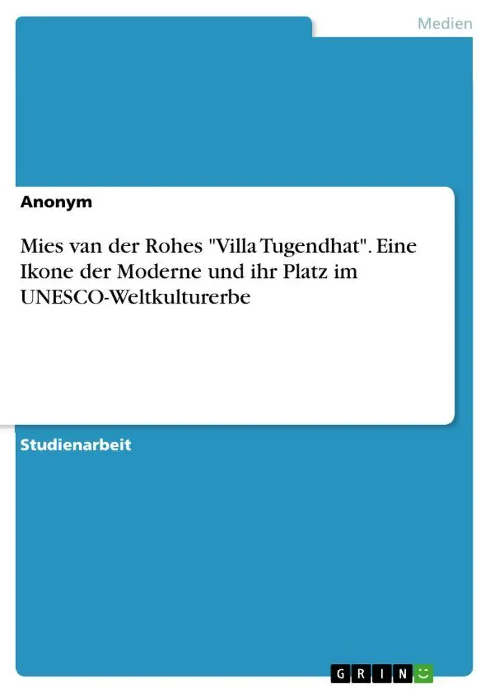 Cover: 9783389045435 | Mies van der Rohes "Villa Tugendhat". Eine Ikone der Moderne und...