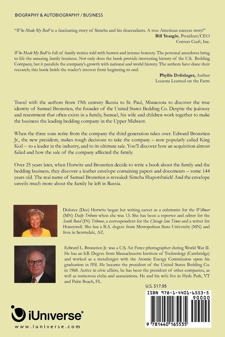 Rückseite: 9781440165535 | Who Made My Bed? | Horwit Dee Horwitz and Edward Bronstien | Buch
