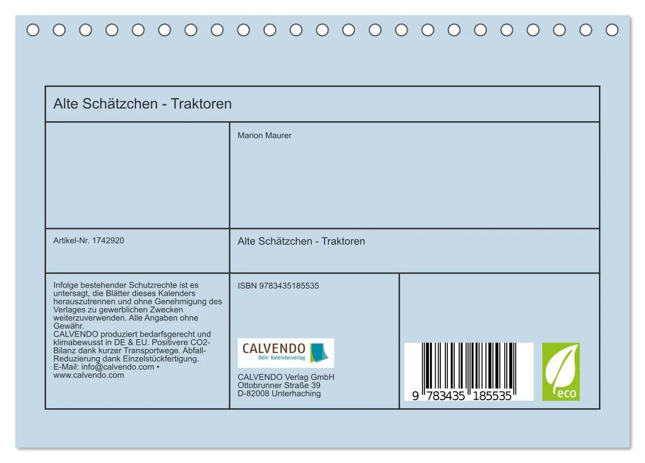 Bild: 9783435185535 | Alte Schätzchen - Traktoren (Tischkalender 2025 DIN A5 quer),...